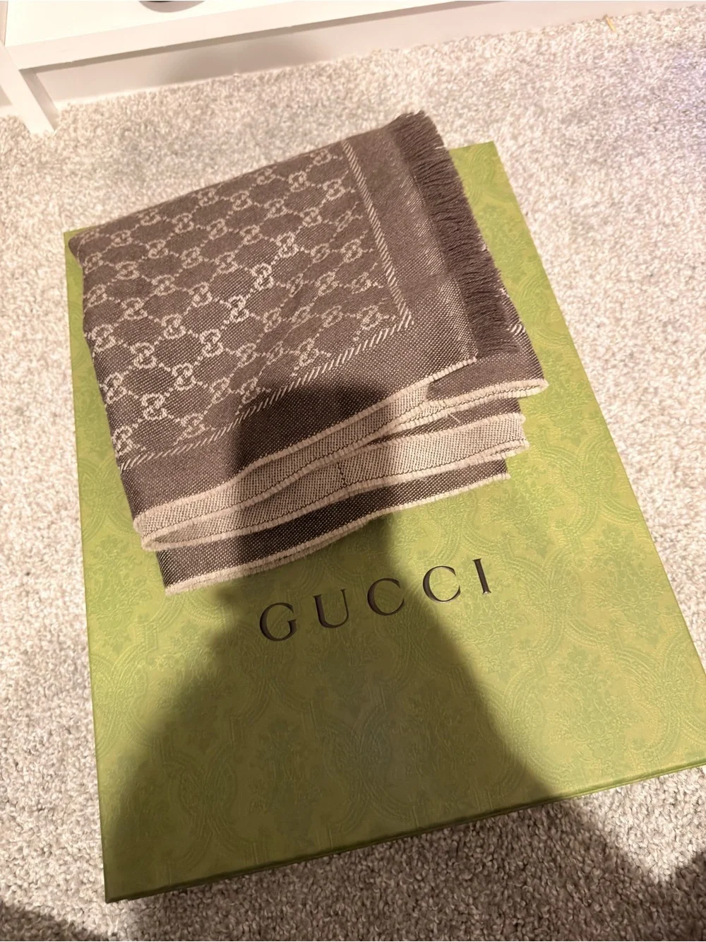 Gucci Brown and Cream Interlocking GG Monogram Scarf